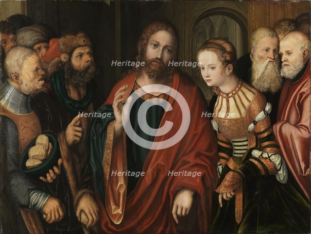 Christ and the Woman Taken in Adultery. Artist: Cranach, Lucas, the Elder (1472-1553)