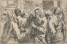 Christ and the woman taken in adultery. From: Principles of drawing, late 16th-early 17th Century. Creator: Jacopo Palma