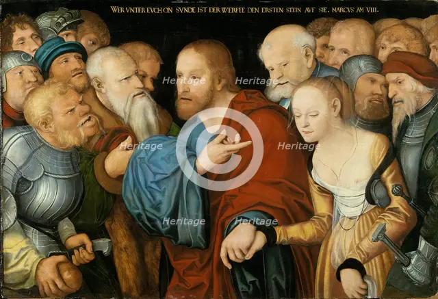 Christ and the Woman taken in Adultery, mid-16th century. Creator: Workshop of Lucas Cranach the Elder.