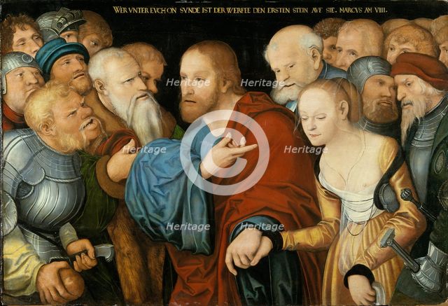 Christ and the Woman taken in Adultery, mid-16th century. Creator: Workshop of Lucas Cranach the Elder.