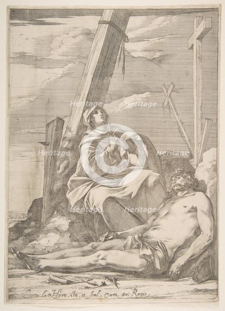 Christ and the Virgin at the Foot of the Cross. Creator: Laurent de la Hyre.