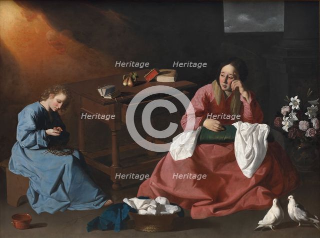 Christ and the Virgin in the House at Nazareth, c. 1640. Creator: Francisco de Zurbarán (Spanish, 1598-1664).