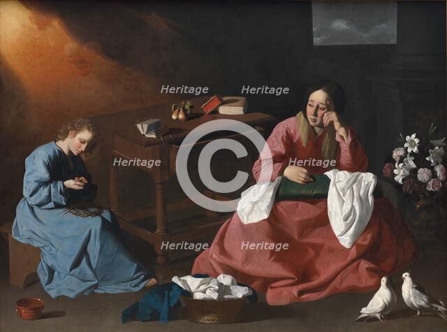 Christ and the Virgin in the House at Nazareth, c. 1640. Creator: Francisco de Zurbarán (Spanish, 1598-1664).
