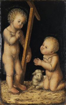 Christ and John the Baptist as Children. Artist: Cranach, Lucas, the Elder (1472-1553)