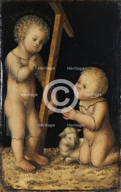 Christ and John the Baptist as Children. Artist: Cranach, Lucas, the Elder (1472-1553)