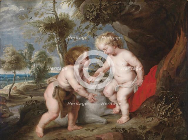 Christ and John the Baptist as Children. Artist: Rubens, Pieter Paul (1577-1640)