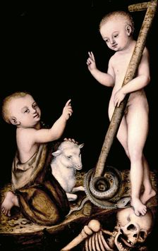 Christ and John the Baptist as Children, c.1535. Artist: Cranach, Lucas, the Elder (1472-1553)