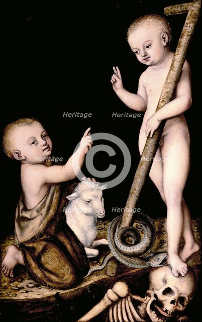 Christ and John the Baptist as Children, c.1535. Artist: Cranach, Lucas, the Elder (1472-1553)