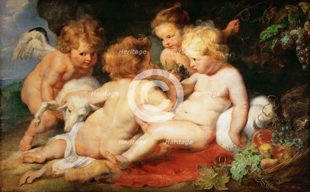 Christ and John the Baptist as Children with two angels.