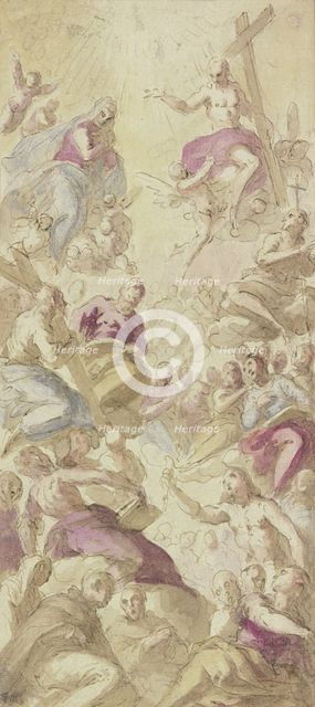 Christ and Mary in heaven surrounded by many saints. Creator: Ventura Salimbeni.