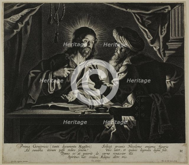 Christ and Nicodemus: A Night Piece, 1626/74. Creator: Pieter de Jode II.