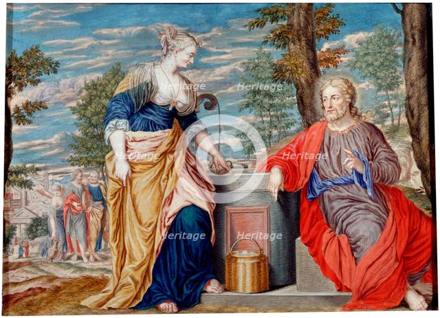 Christ and Samaritan woman at Jacob's Well'. Creator: Koenig, Johannes (1586-1632/1635).