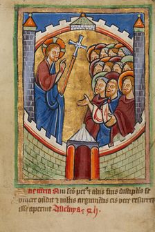 Christ Appearing to the Apostles, about 1190-1200; text added about 1480-1490. Creator: Unknown