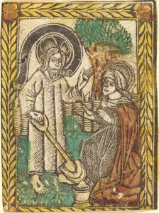 Christ Appearing to the Magdalene as a Gardner, 1460/1480. Creator: Master of the Borders with the Four Fathers of the Church