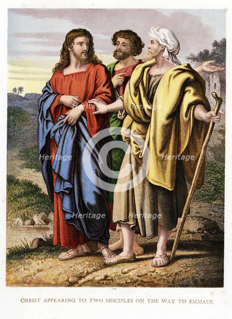 Christ appearing to the two disciples on the road to Emmaeus, c1860. Artist: Kronheim & Co