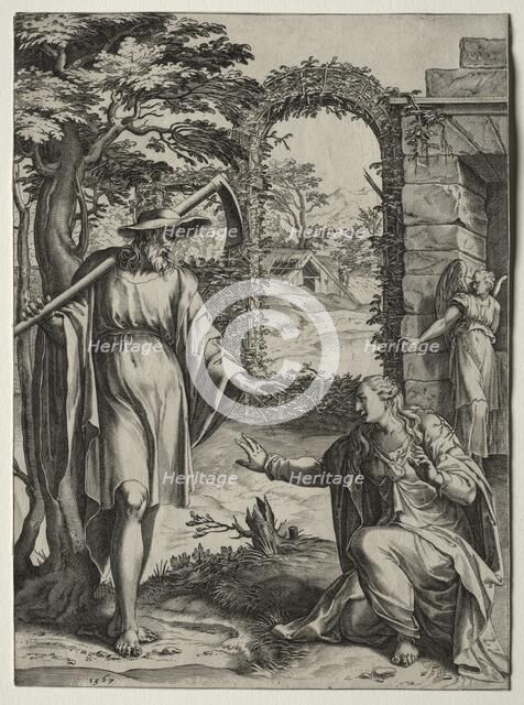 Christ Appearing to Mary Magdalen, 1567. Creator: Cornelis Cort (Dutch, 1533-1578); Giulio Clovio (Italian, 1498-1578), after a design by.