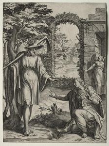 Christ Appearing to Mary Magdalen, 1567. Creator: Cornelis Cort (Dutch, 1533-1578); Giulio Clovio (Italian, 1498-1578), after a design by