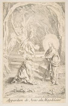 Christ appearing to Mary Magdelen.n.d. Creators: Claude Gillot, Jacques Gabriel Huquier