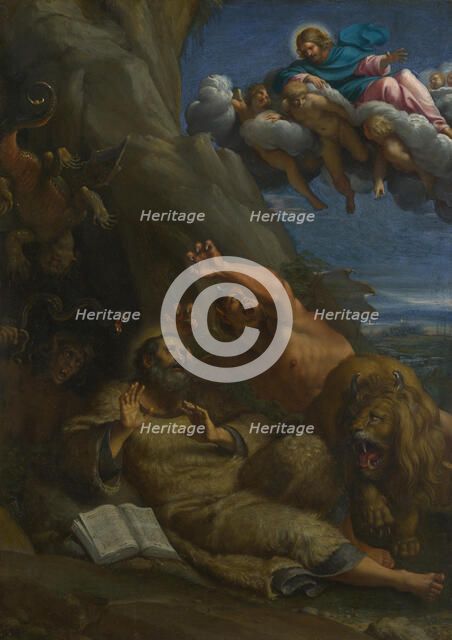 Christ appearing to Saint Anthony Abbot during his Temptation, c. 1598. Artist: Carracci, Annibale (1560-1609)