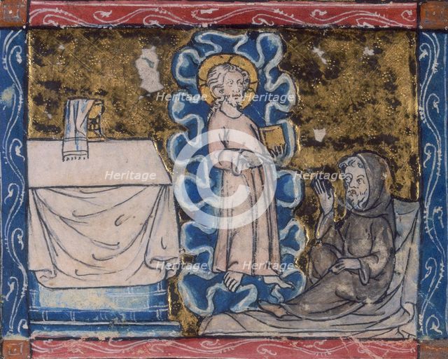 Christ appears to a hermit, c1300-c1350.  Creator: Unknown.