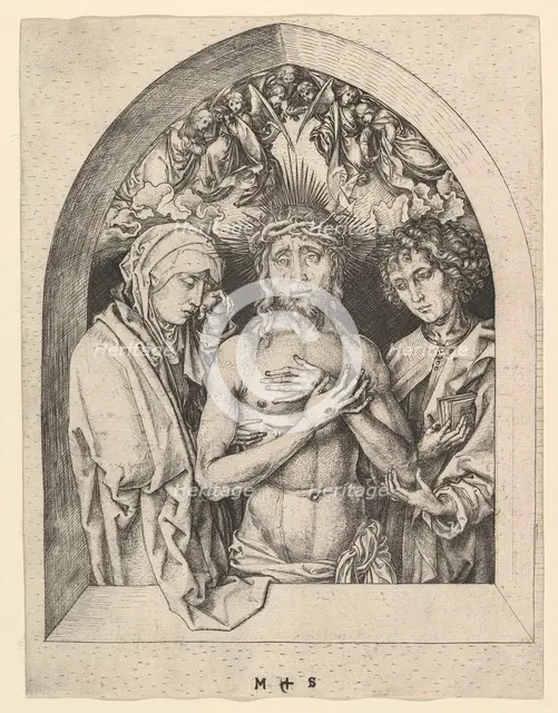 Christ as the Man of Sorrows with the Virgin and St. John, ca. 1435-1491. Creator: Martin Schongauer.