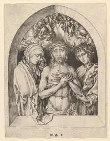Christ as the Man of Sorrows with the Virgin and St. John, ca. 1435-1491. Creator: Martin Schongauer