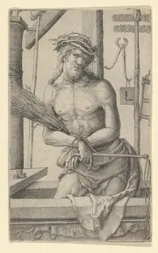 Christ as the Man of Sorrows with the Instruments of the Passion., 1517. Creator: Lucas van Leyden