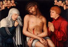 Christ as the Man of Sorrows flanked by the Virgin and St John with Angels, after 1537