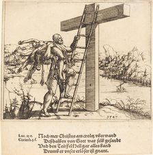 Christ Ascending the Cross with Sin, Death, and the Devil, 1547. Creator: Augustin Hirschvogel