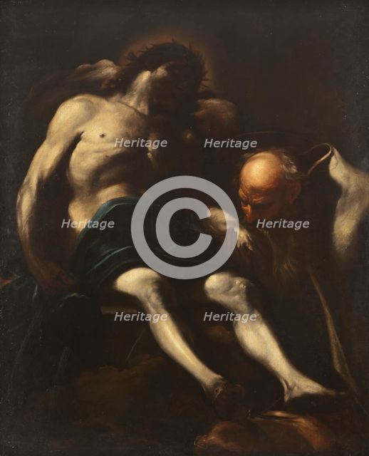 Christ buried by Joseph of Arimathea, 17th century. Creator: Giacinto Brandi.