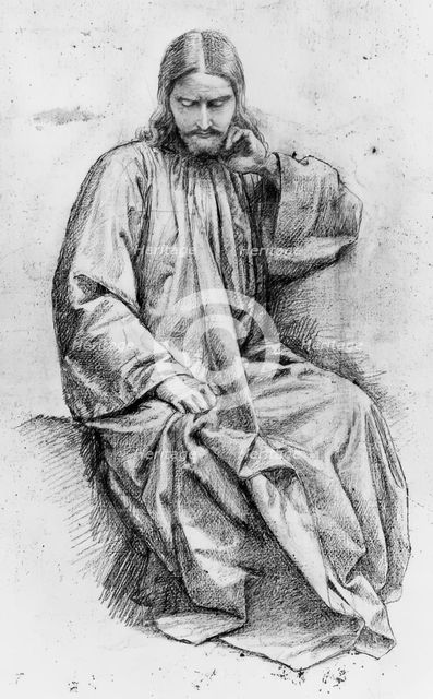 Christ by the Well - Sketch for 'The Woman of Samaria', c1860. Creator: William Dyce.