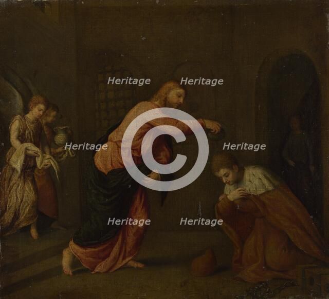 Christ baptising Saint John the Martyr of Alexandria, c. 1565. Artist: Bordone, Paris (1500-1571)