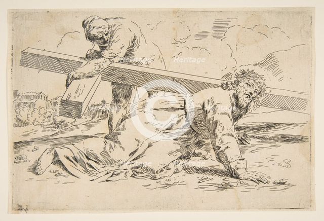 Christ bearing the cross on his back, copy after Cantarini, ca. 1637-1639 or after. Creator: Unknown.