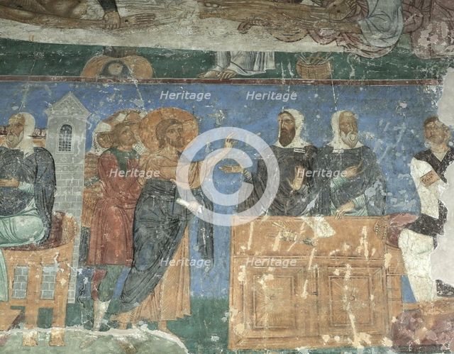 Christ Before Annas and Caiaphas, 12th century. Artist: Ancient Russian frescos  