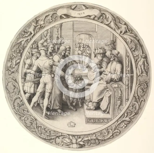 Christ before Annas, from the Circular Passion, 1509. Creator: Lucas van Leyden.
