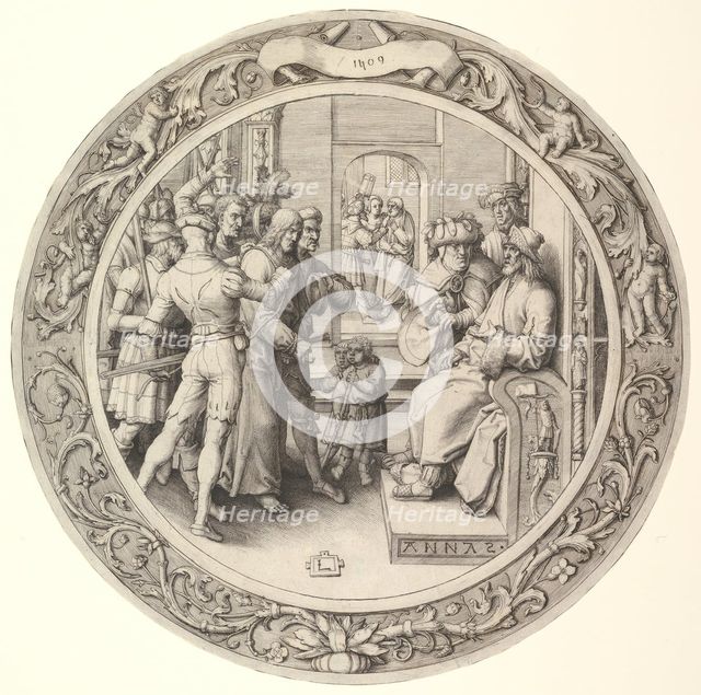 Christ before Annas, from the Circular Passion, 1509. Creator: Lucas van Leyden.