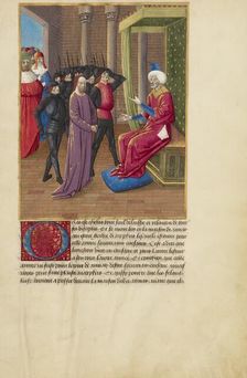 Christ before Annas; La Passion de nostre seigneur ihesus christ, about 1480-1490. Creators: Master of Guillaume Lambert, Workshop of Master of Guillaume Lambert