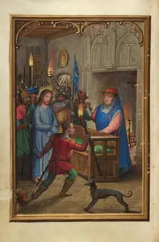 Christ before Annas; Prayer Book of Cardinal Albrecht of Brandenburg, about 1525-1530. Creator: Simon Bening