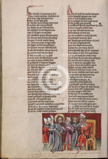 Christ before Caiaphas; Weltchronik, about 1400-1410. Creator: Unknown.