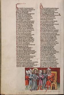 Christ before Caiaphas; Weltchronik, about 1400-1410. Creator: Unknown