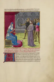 Christ before Caiaphas; La Passion de nostre seigneur ihesus christ, about 1480-1490. Creators: Master of Guillaume Lambert, Workshop of Master of Guillaume Lambert