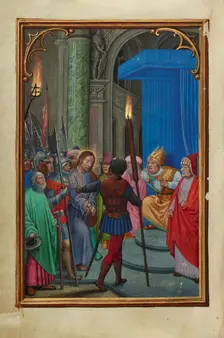 Christ before Caiaphas; Prayer Book of Cardinal Albrecht of Brandenburg, about 1525-1530. Creator: Simon Bening