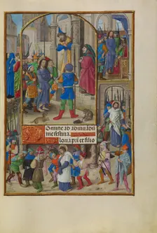 Christ before Caiaphas; Spinola Hours, about 1510-1520. Creator: Master of the Dresden Prayer Book