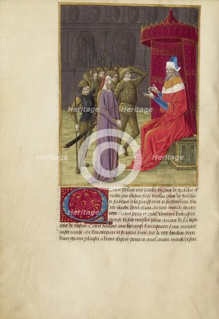 Christ before Herod; La Passion de nostre seigneur ihesus christ, about 1480-1490. Creators: Master of Guillaume Lambert, Workshop of Master of Guillaume Lambert.
