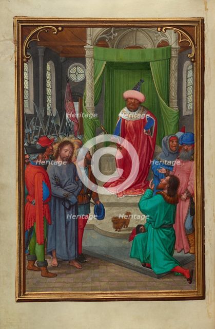 Christ before Herod; Prayer Book of Cardinal Albrecht of Brandenburg, about 1525-1530. Creator: Simon Bening.
