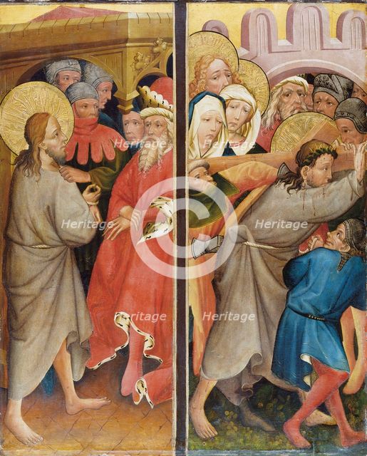 Christ before Pilate, Carrying of the Cross, c1420. Creator: Master of the Middle Rhine.