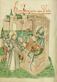 Christ before Pilate; Barlaam und Josaphat, 1469. Creators: Hans Schilling, Diebolt Lauber