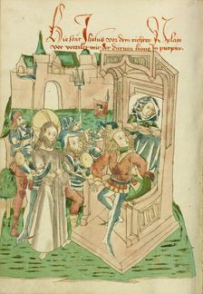 Christ before Pilate; Barlaam und Josaphat, 1469. Creators: Hans Schilling, Diebolt Lauber