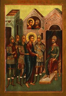 Christ before Pilate, Early 20th cen.. Artist: Russian icon