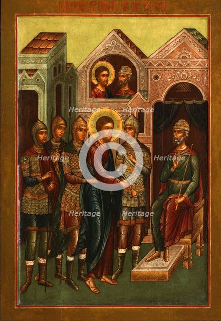 Christ before Pilate, Early 20th cen.. Artist: Russian icon  